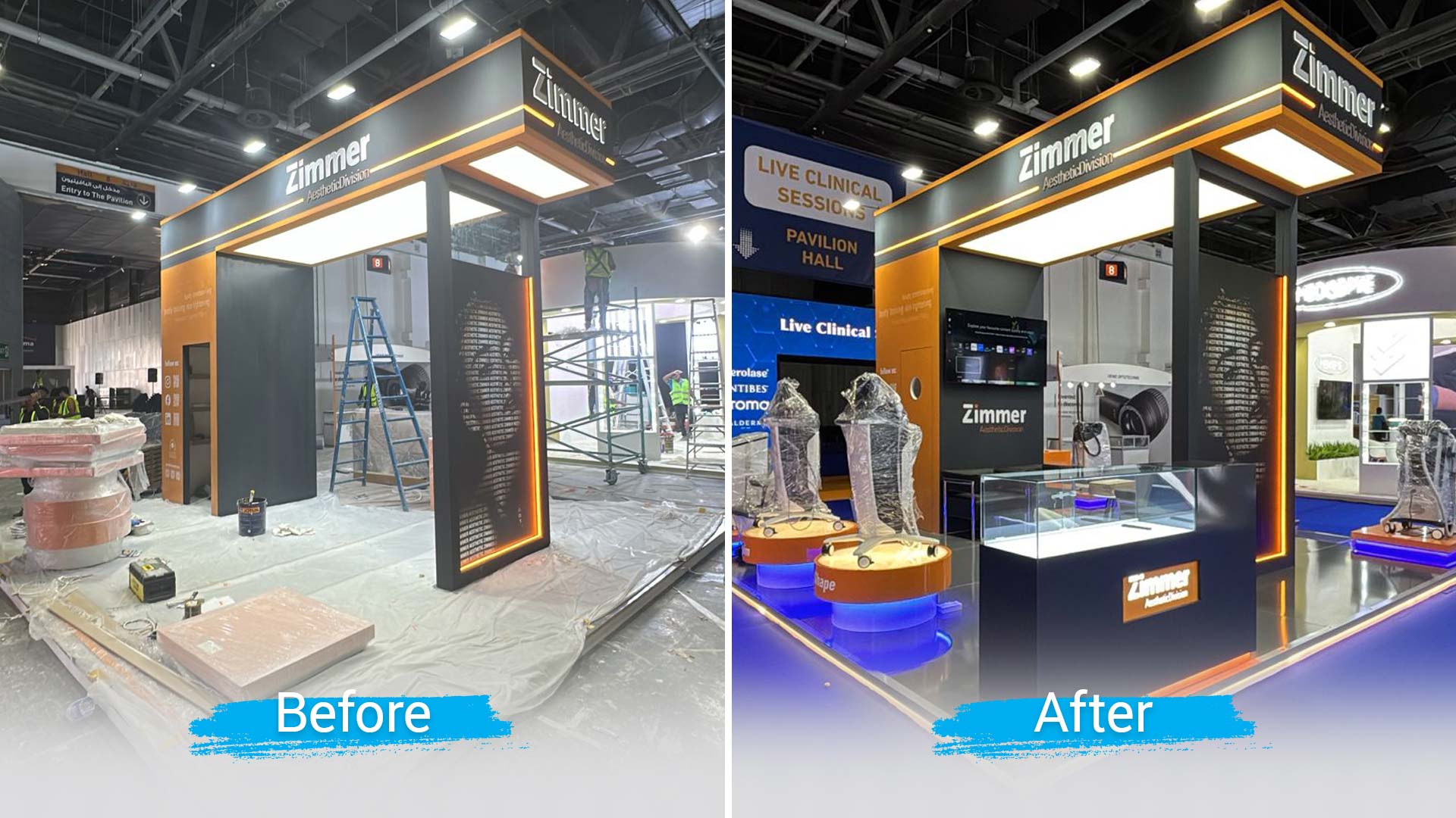 Exhibition stand Before and after